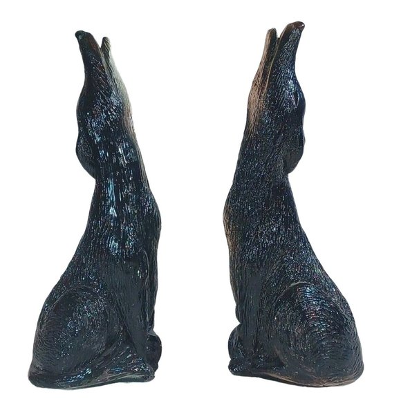 2 Vtg 14" 1950s Howling Coyote Pottery Indoor Outdoor Sculpture Statues Bookends - Picture 3 of 9